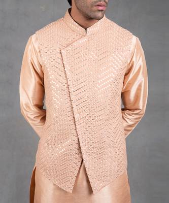 Peach Embroidered Kurta-Jacket Set 5