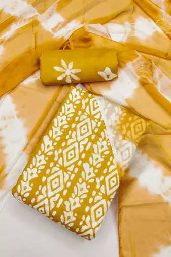 Slub cotton unstitched dress material suit for women