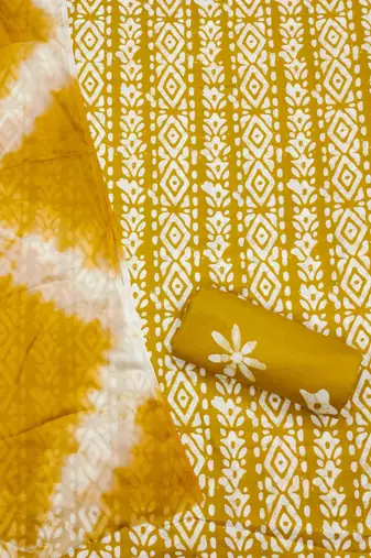 Slub cotton unstitched dress material suit for women