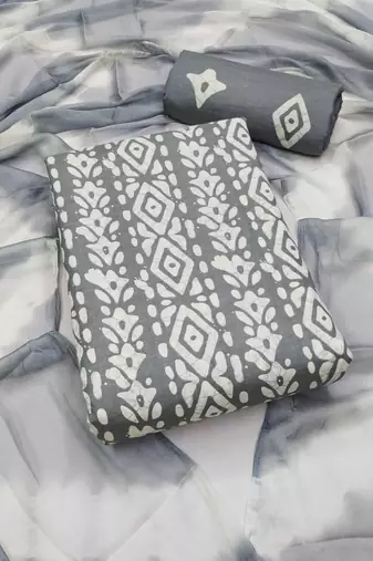 Slub cotton unstitched dress material suit for women