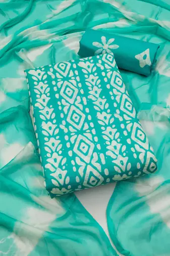 Slub cotton unstitched dress material suit for women