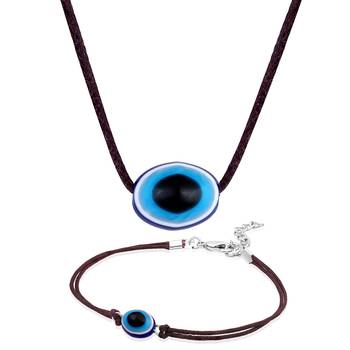 Mahi combo of evil eye pendant & anklet with beads for women (co1105583r) 1
