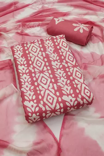 Slub cotton unstitched dress material suit for women
