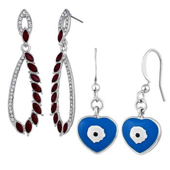 Mahi combo of dangler and evil eye earrings with beads for women (co1105586r) 1