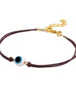 Mahi gold plated evil eye adjustable anklet painjan payal with rope for women (pl1100139g)