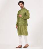 Olive Green Kurta-Jacket Set
