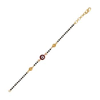 Mahi meenakari work evil eye mangalsutra bracelet with black beads for women (br1101032g) 3