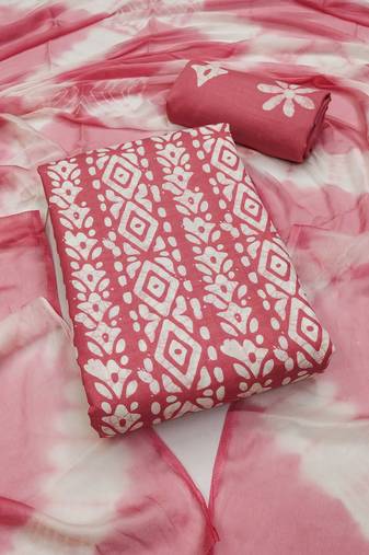 Slub cotton unstitched dress material suit for women