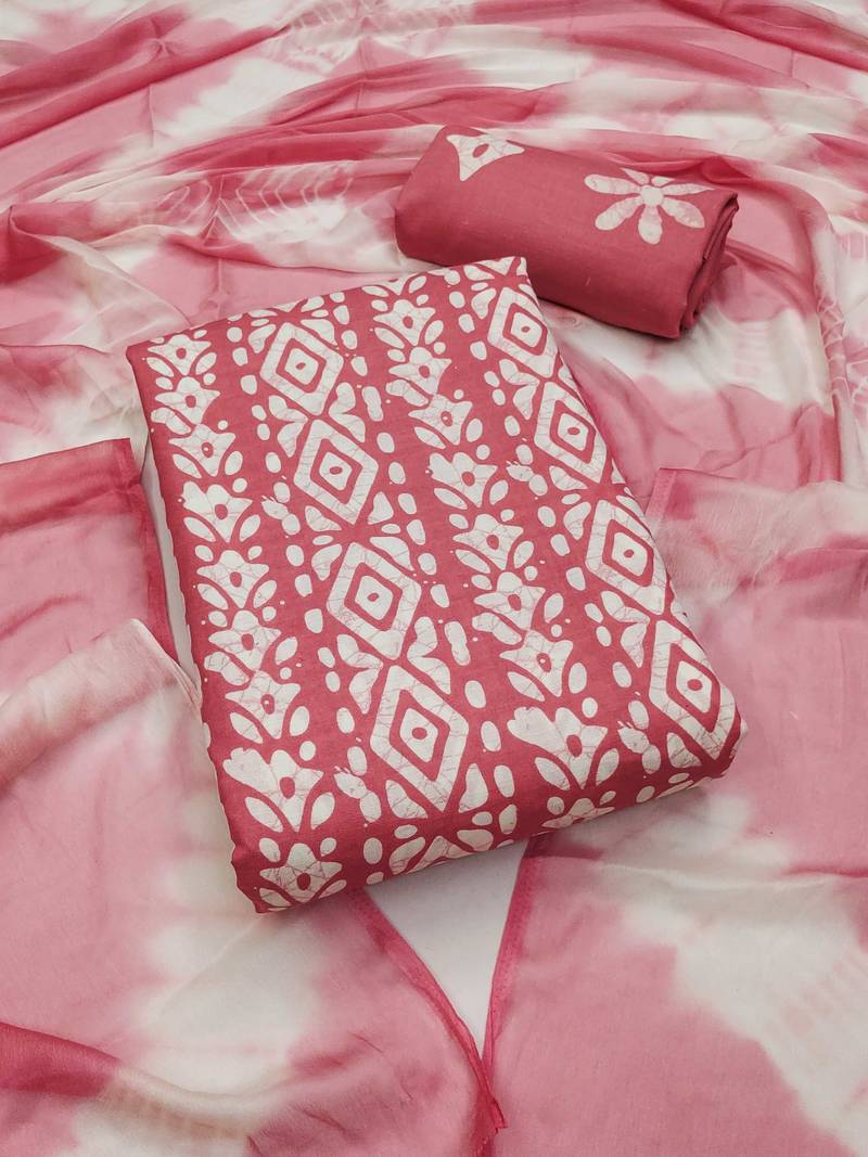 Slub cotton unstitched dress material suit for women