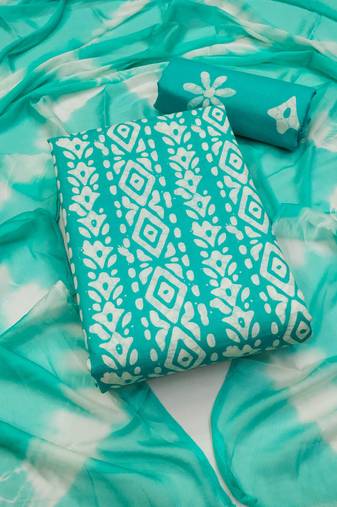 Slub cotton unstitched dress material suit for women
