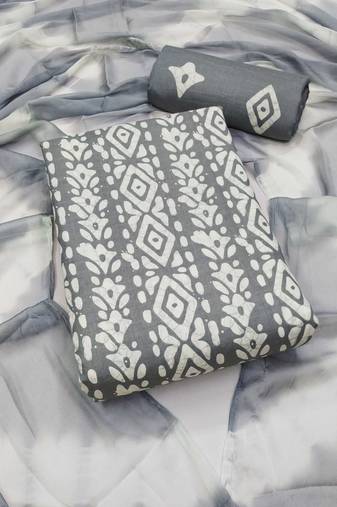 Slub cotton unstitched dress material suit for women