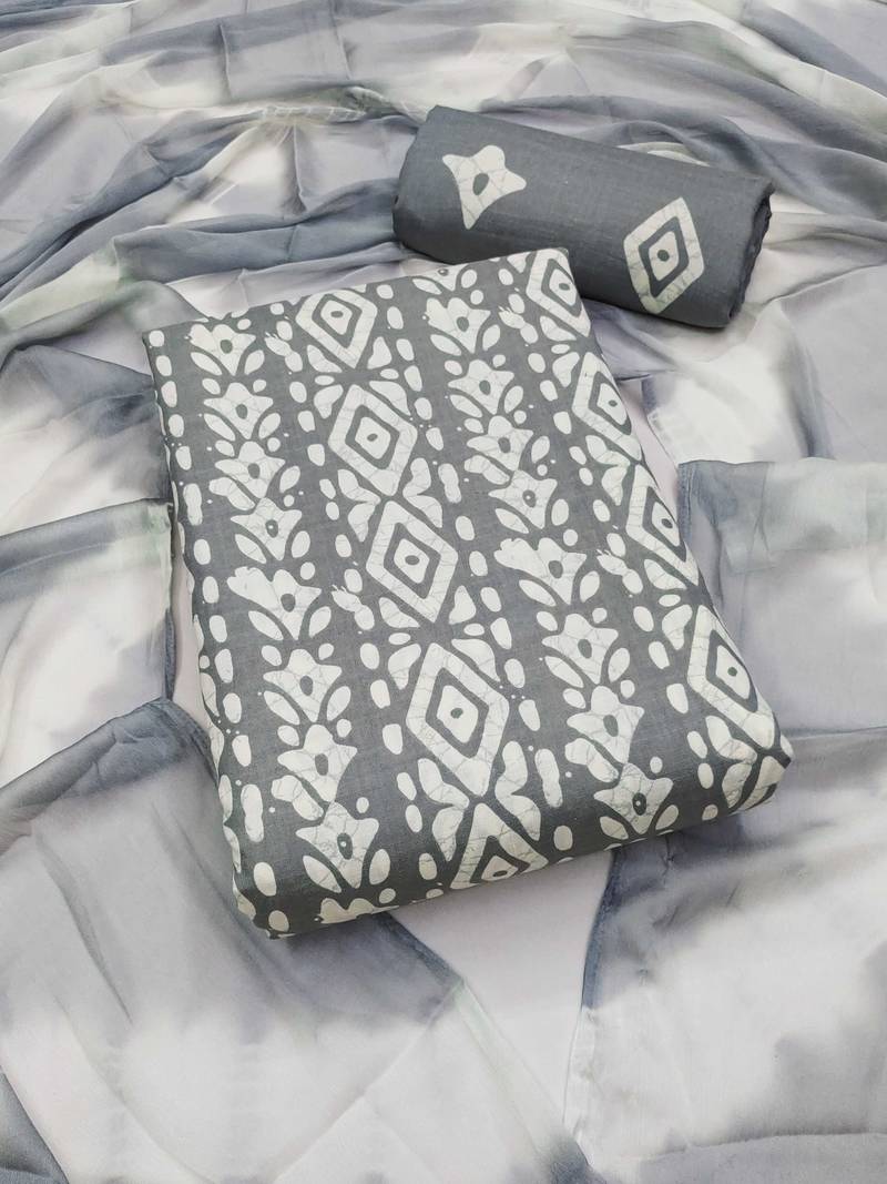 Slub cotton unstitched dress material suit for women