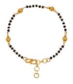 Mahi gold plated beautiful bangle style mangalsutra bracelet with black beads for women (br1101030g)