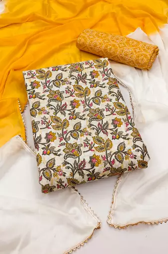 Cotton women's unstitched dress material suit for women