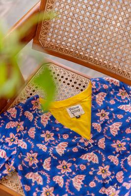 Blue cotton hand block printed kurta pant set 5