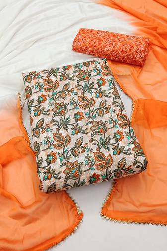 Cotton women's unstitched dress material suit for women