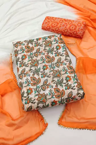 Cotton women's unstitched dress material suit for women