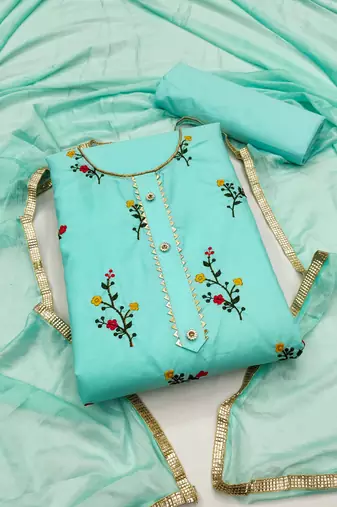 Elegance redefined in embroidered dress material suit