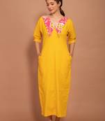 Yellow hand dyed poplin dress