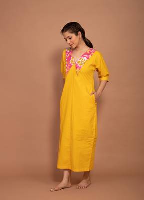 Yellow hand dyed poplin dress 2