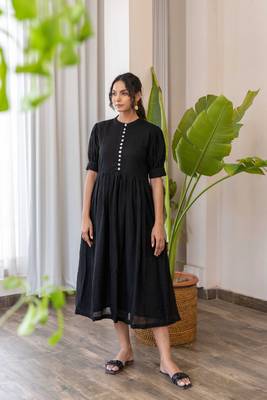 Black hand dyed midi dress 1