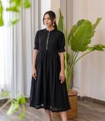 Black hand dyed midi dress