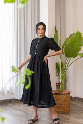Black hand dyed midi dress 2