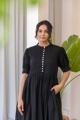 Black hand dyed midi dress 3