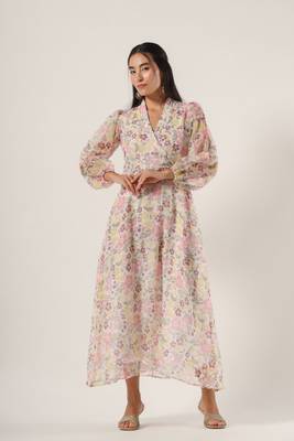 White hand block printed kota cotton dress 1