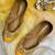 Nora: Hand embroidery Punjabi Jutti - Yellow - Dabka and sequin work on silk base