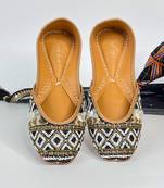 GYPSY: Hand embroidery Punjabi Jutti - BLACK -Beads and shells work on silk base