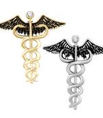 Mahi combo of 2 caduceus doctor's brooch lapel / brooch pin for men  (co1105597m)
