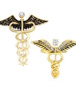 Mahi combo of 2 caduceus doctor's brooch lapel / brooch pin for men  (co1105599g)