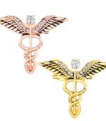 Mahi combo of 2 caduceus doctor's brooch lapel / brooch pin for men  (co1105601m)