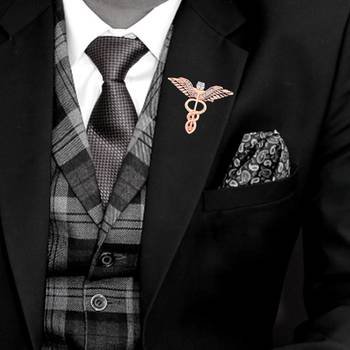 Mahi combo of 2 caduceus doctor's brooch lapel / brooch pin for men  (co1105601m) 2