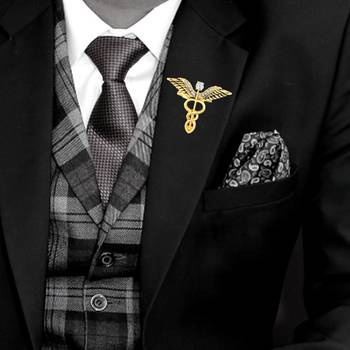 Mahi combo of 2 caduceus doctor's brooch lapel / brooch pin for men  (co1105601m) 3