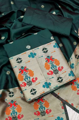 Pure tapeta silk salwar suit dress material with paithani pattern