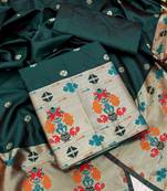 Pure tapeta silk salwar suit dress material with paithani pattern