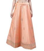 Peach chanderi silk hand gota patti work ethnic lehenga skirt