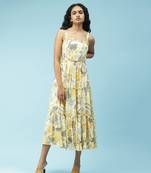 LABEL Yellow Floral Printed Maxi Dress