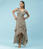 Ecru Printed Maxi Dress by LABEL