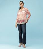 Pink Floral Print Shirt With Camisole