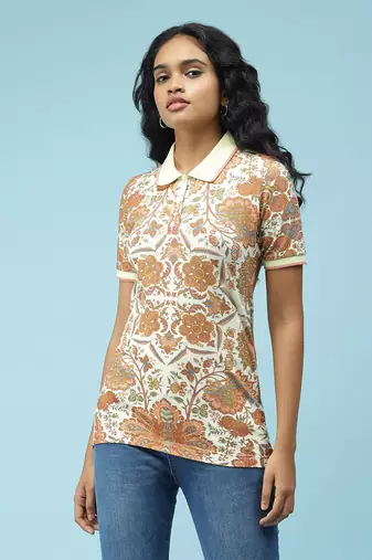 Rust Printed Polo T-Shirt