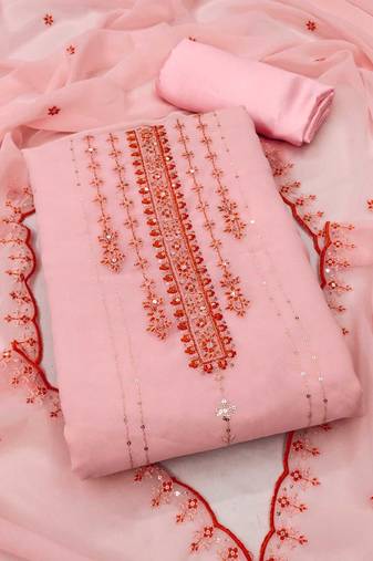 Graceful georgette top with santoon bottom salwar suit dress material