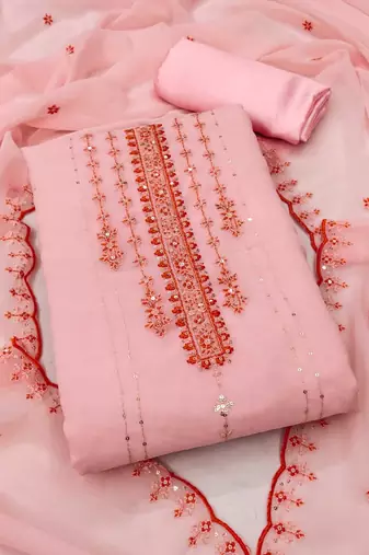 Graceful georgette top with santoon bottom salwar suit dress material