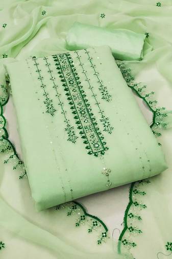 Graceful georgette top with santoon bottom salwar suit dress material