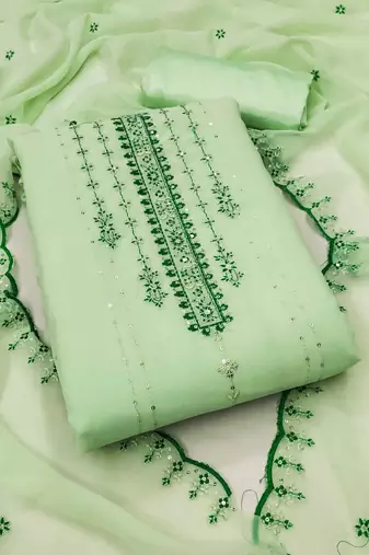 Graceful georgette top with santoon bottom salwar suit dress material