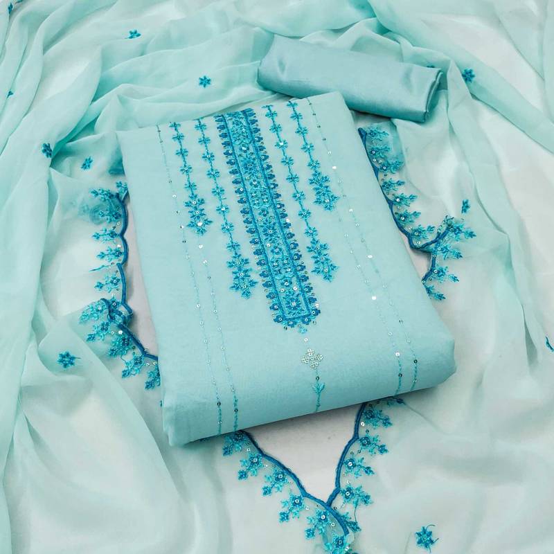 Graceful georgette top with santoon bottom salwar suit dress material