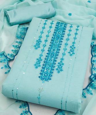 Graceful georgette top with santoon bottom salwar suit dress material 2