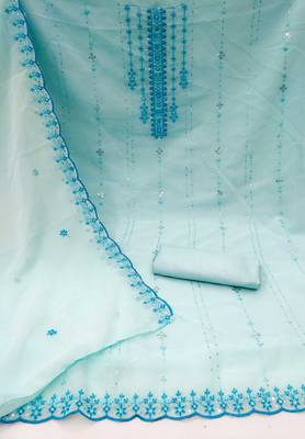 Graceful georgette top with santoon bottom salwar suit dress material 3